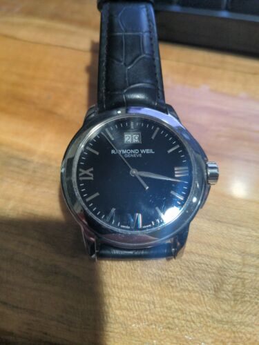 Raymond Weil Tradition SWISS Black Dial Black Leather Men s Watch