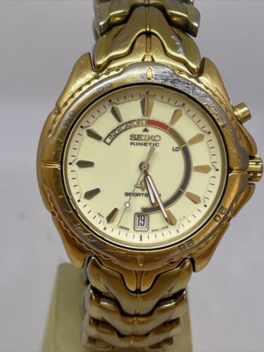 Vintage Seiko Kinetic Sports 100 5M42-0809 Gold Tone Men's Watch New  Battery | WatchCharts