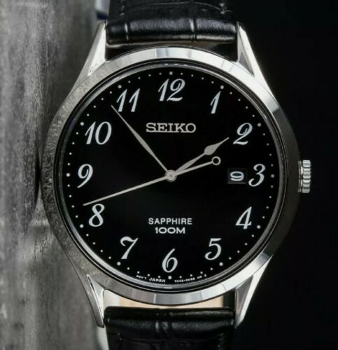 Men's Seiko Sapphire Crystal Black Dress/Formal Wrist Watch SGEH77P1  leather | WatchCharts