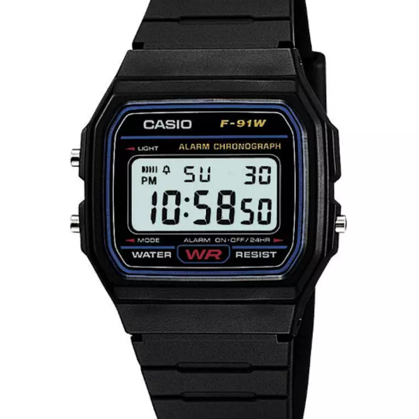 Casio Men's Watch Digital Display Resin Strap Black Stopwatch Slim ...