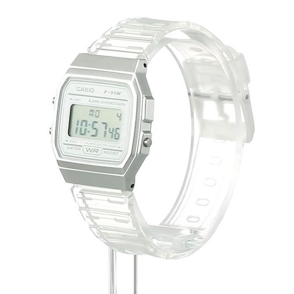 CASIO F-91WS-7JH Digital Watch Transparent Clear Jelly JDM Genuine ...