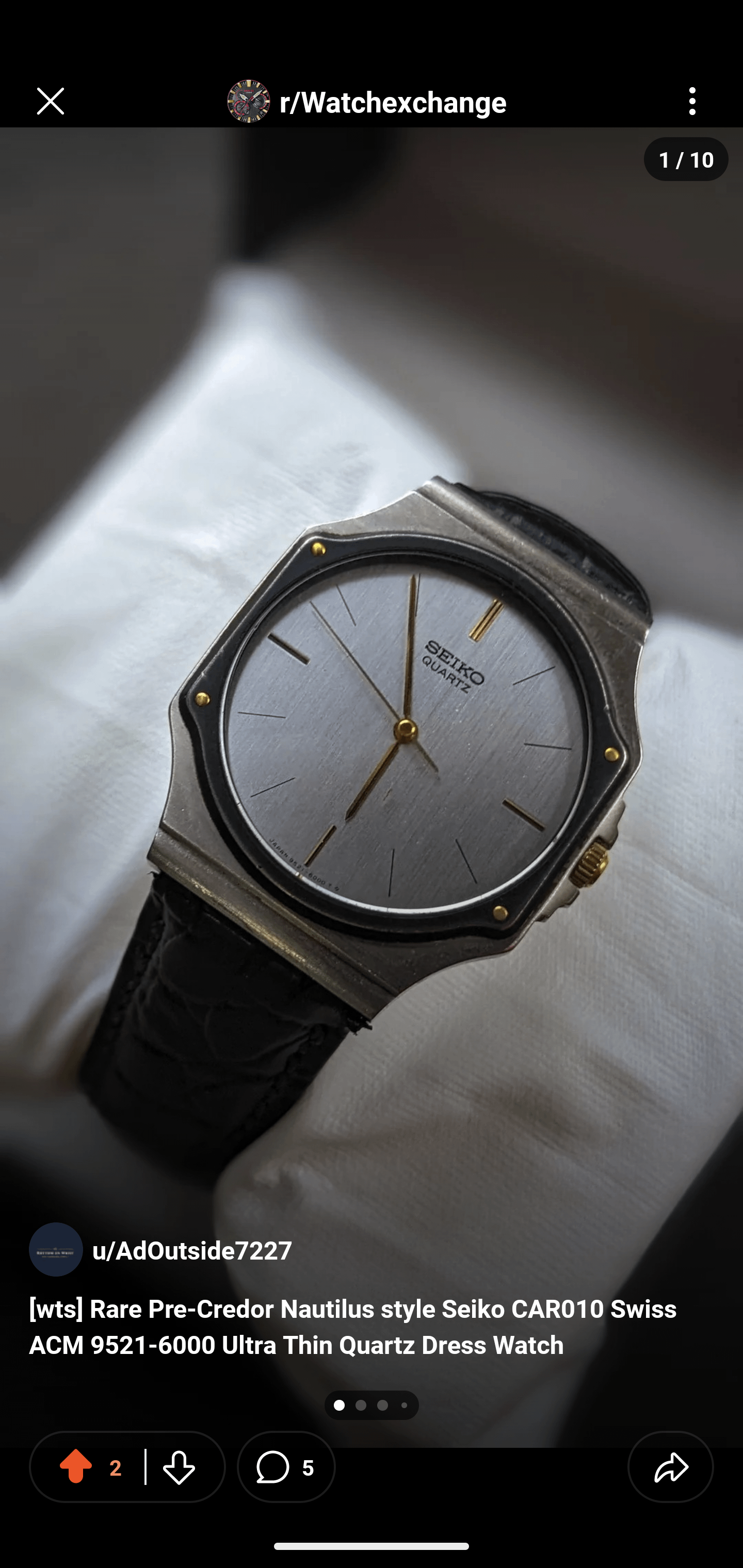 1982 【超希少】Pre-Credor SEIKO 9521-6000 Swiss ACM Nautilus風 