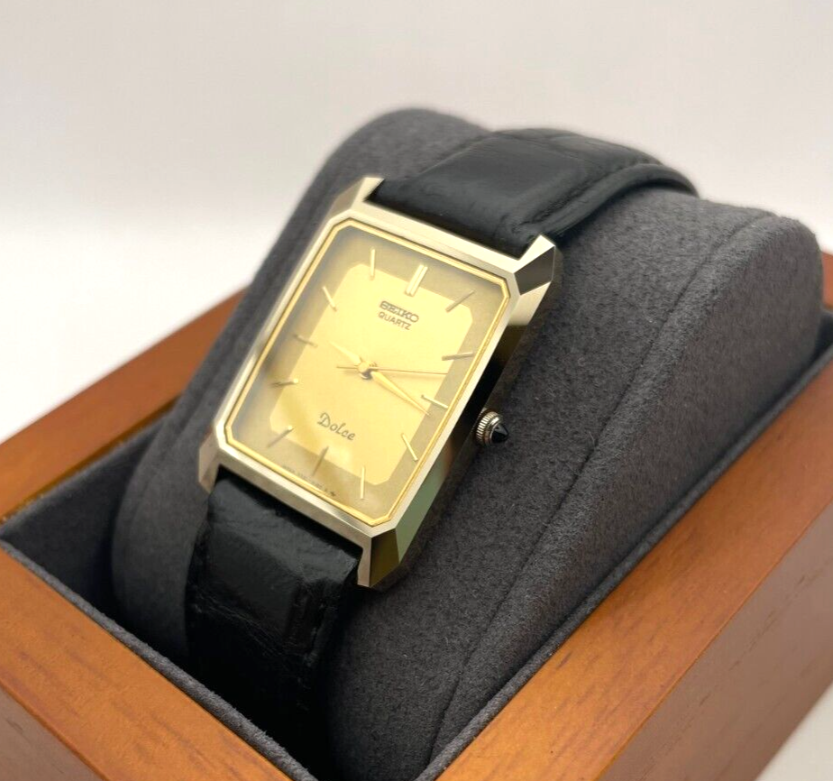 w051] Seiko Dolce Watch 7731-5150 Mens Quartz Tungsten Gold Black
