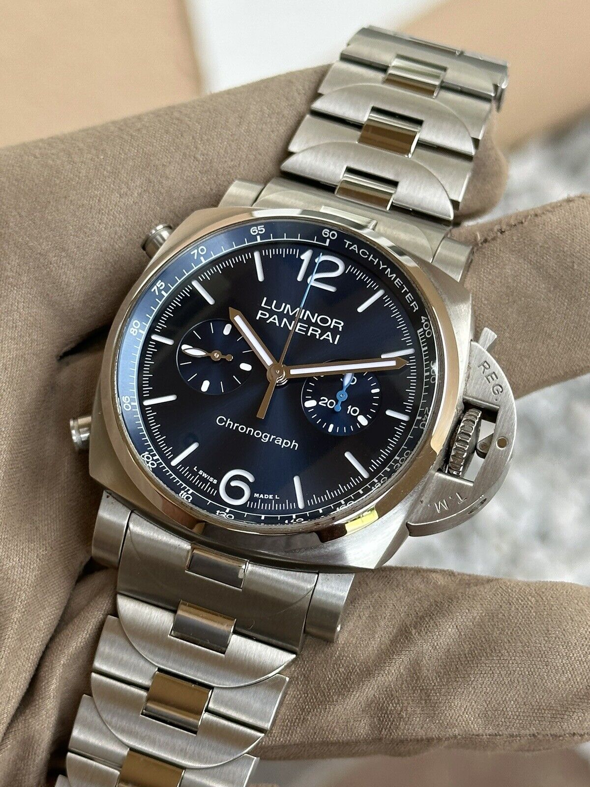 FS Panerai Luminor 1950 PAM0110 PAM 1110 Chronograph Blue Dial