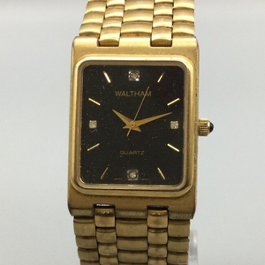 Vintage Waltham Tank Watch Men Gold Tone Rectangle Black  display picture 2