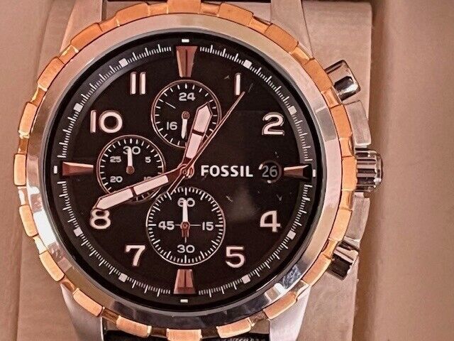 Fossil Men s Dean Chronograph Black Leather Watch FS4545 NEW IN