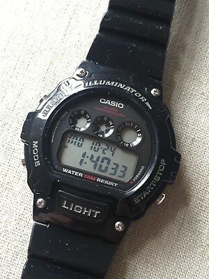 CASIO 3225 W-214HC Illuminator BLACK Wristwatch Watch RUNS