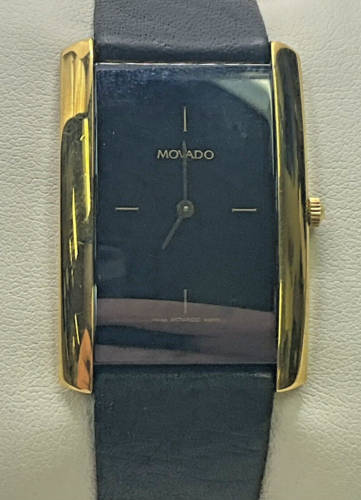 Vintage Mens Movado 87.C1.450 Gold Leather Watch | WatchCharts