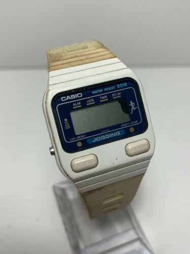 Rare Vintage Casio J-31W WHITE Jogging Watch JAPAN WK Module