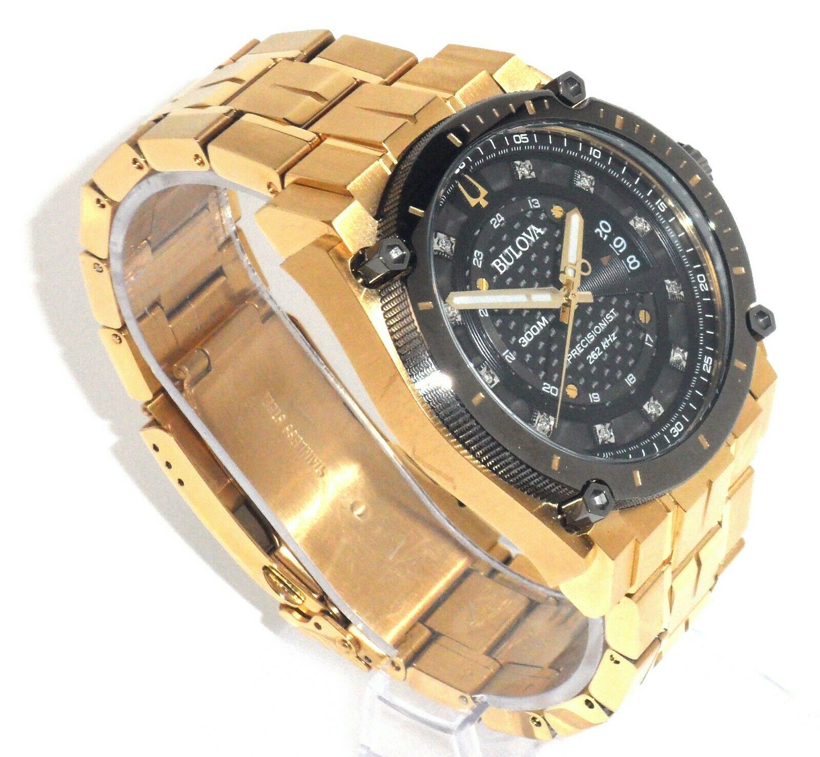 BULOVA $895 MENS BIG GOLD, DIAMONDS PRECISIONIST WATCH