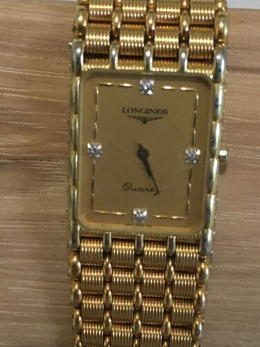 Vintage Longines MZ5712 Swiss 0961 Quartz Gold Tone diamond Mens