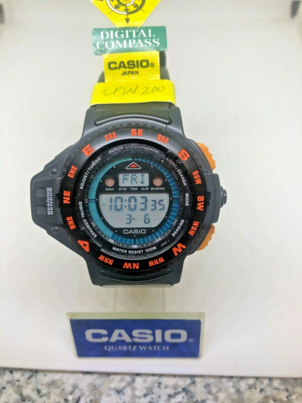 VTG 1993 Casio CPW-200 Digital Compass Module 1030 Rare New Battery For Repair Rare vintage Casio cpw200 Difital compass 1030 Japan made  main image 2