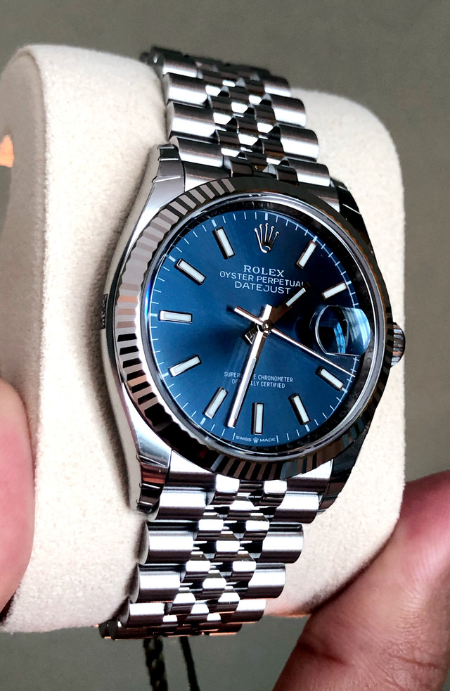 BNIB Rolex Datejust 36 Fluted Blue Stick dial on Jubilee SEALED