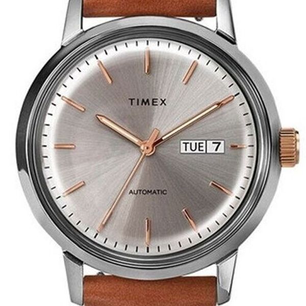 marlin automatic day date 40mm leather strap watch