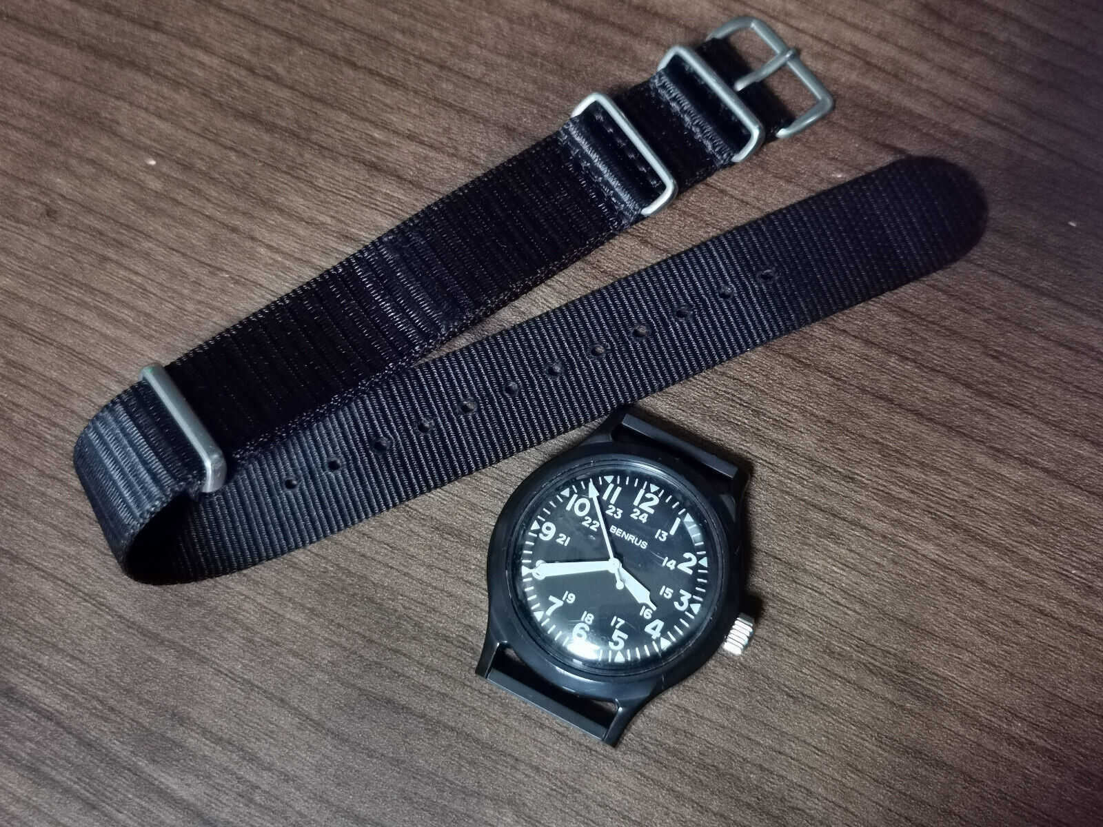 Benrus Military Watch BR763 Black 1970s Revision #763 Series Swiss 
