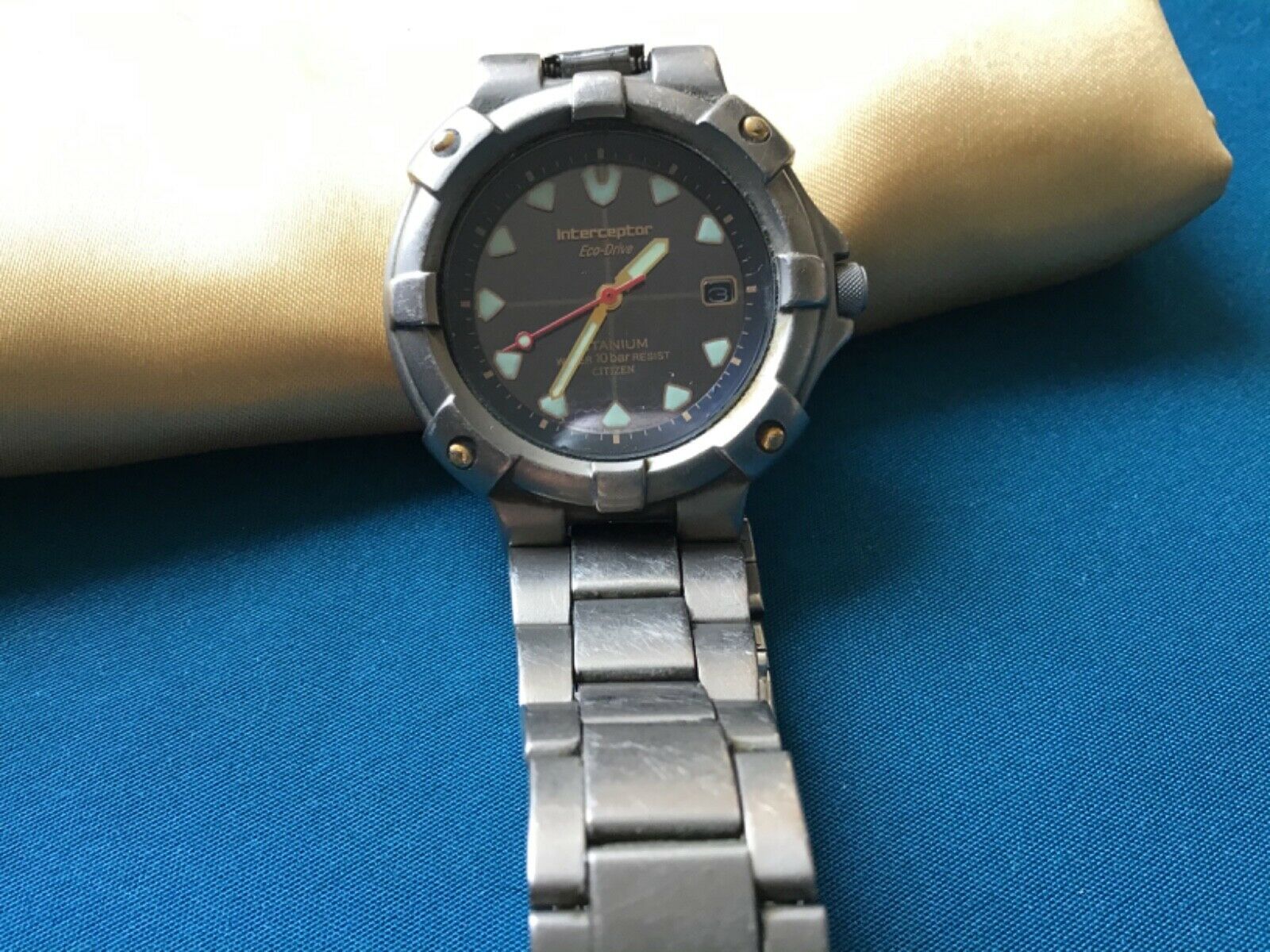 Rare, 【1円スタート】CITIZEN interceptor ECO DRIVE WATER 10 bar 