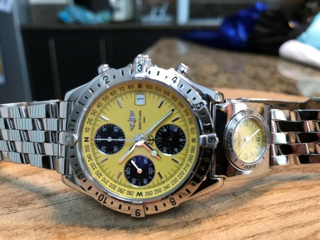Breitling Chronomat Longitude Yellow Face A20048, Metal strap with