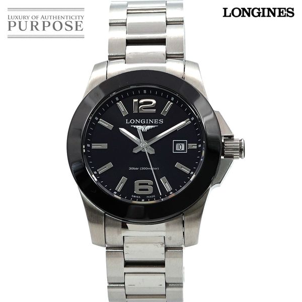[Battery replaced] Longines LONGINES Conquest L3 257 4 Ladies Watch Date Black Dial Quartz Watch