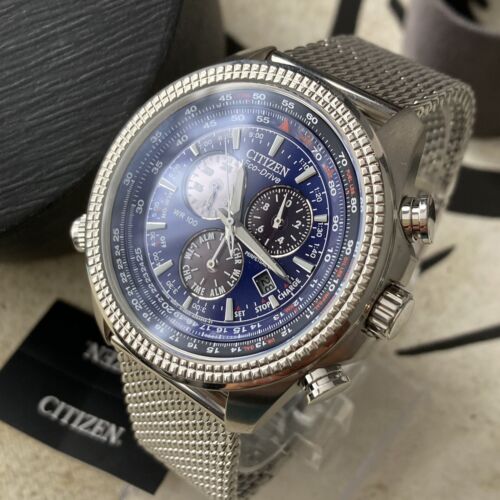 Citizen Watch Eco Drive Mens Blue Perpetual Callander Chronograph BL5401 50L WatchCharts Marketplace