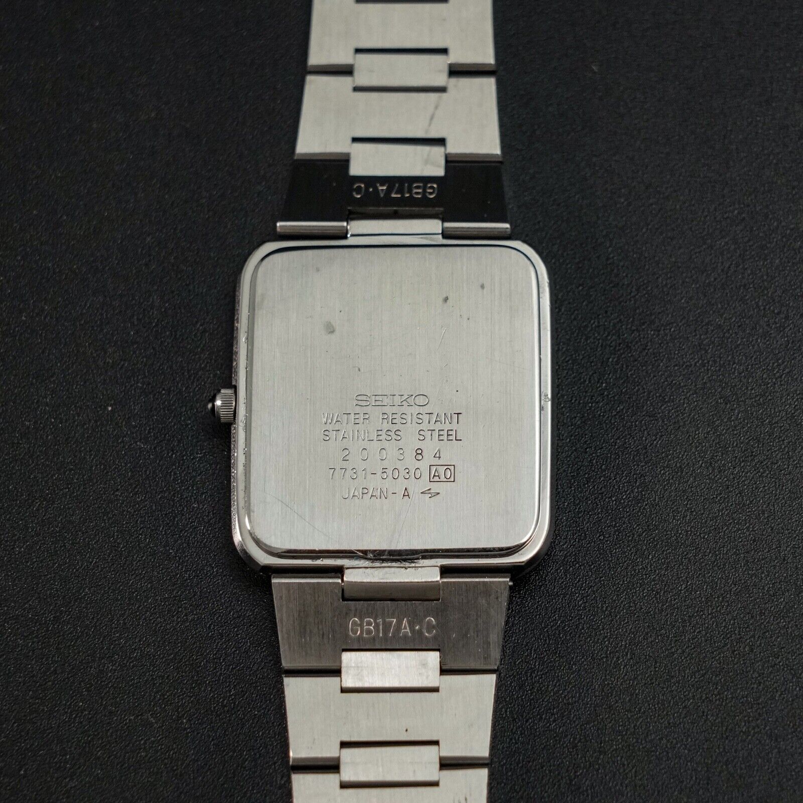 Vintage 1982 New BATT SEIKO Dolce 7731-5030 Silver Square Tank 