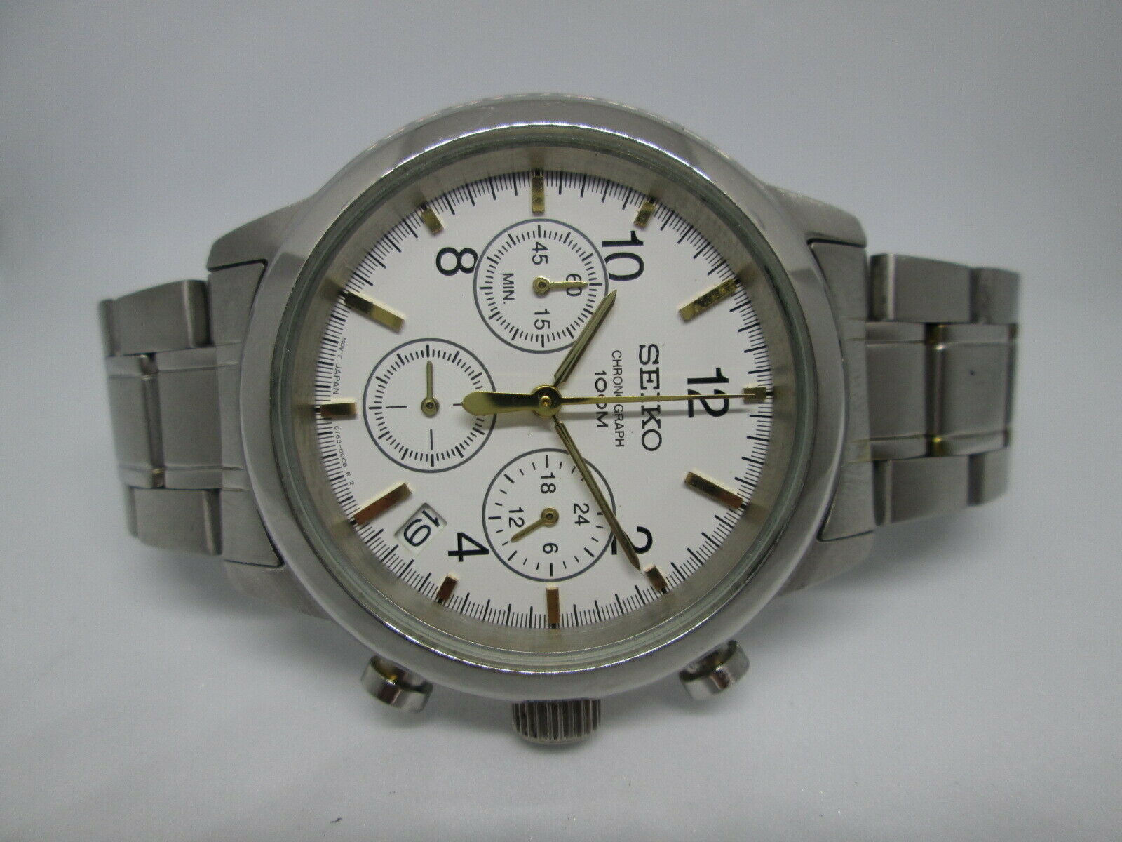 SEIKO 6T63 00A0 DATE CHRONOGRAPH STAINLESS STEEL