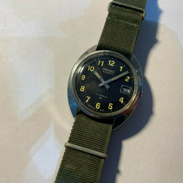 Seiko Vintage 7005 8030 MACV-SOG Military Watch Black Dial Rare ...