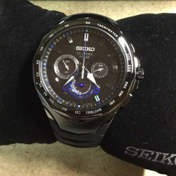 Brand New In Box Seiko COUTURA Solar SSC745 Watch Men's $495 NIB 45mm SS  Black | WatchCharts