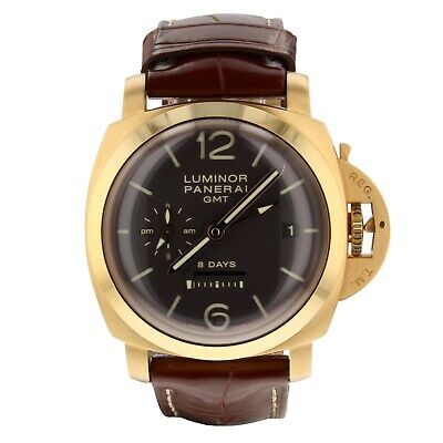 Panerai Luminor 1950 GMT 8 Days 18K Rose Gold 44 mm Brown Watch