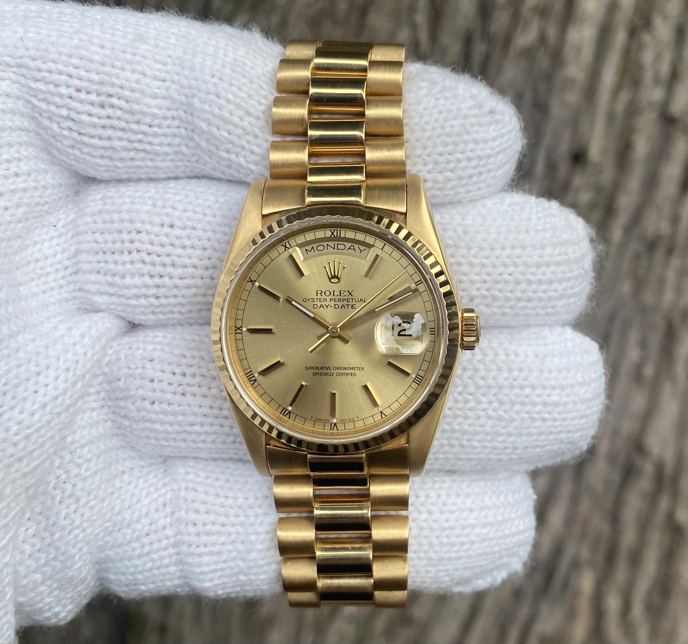 1994 Rolex 18238 Day Date President Champagne Stick Dial Box