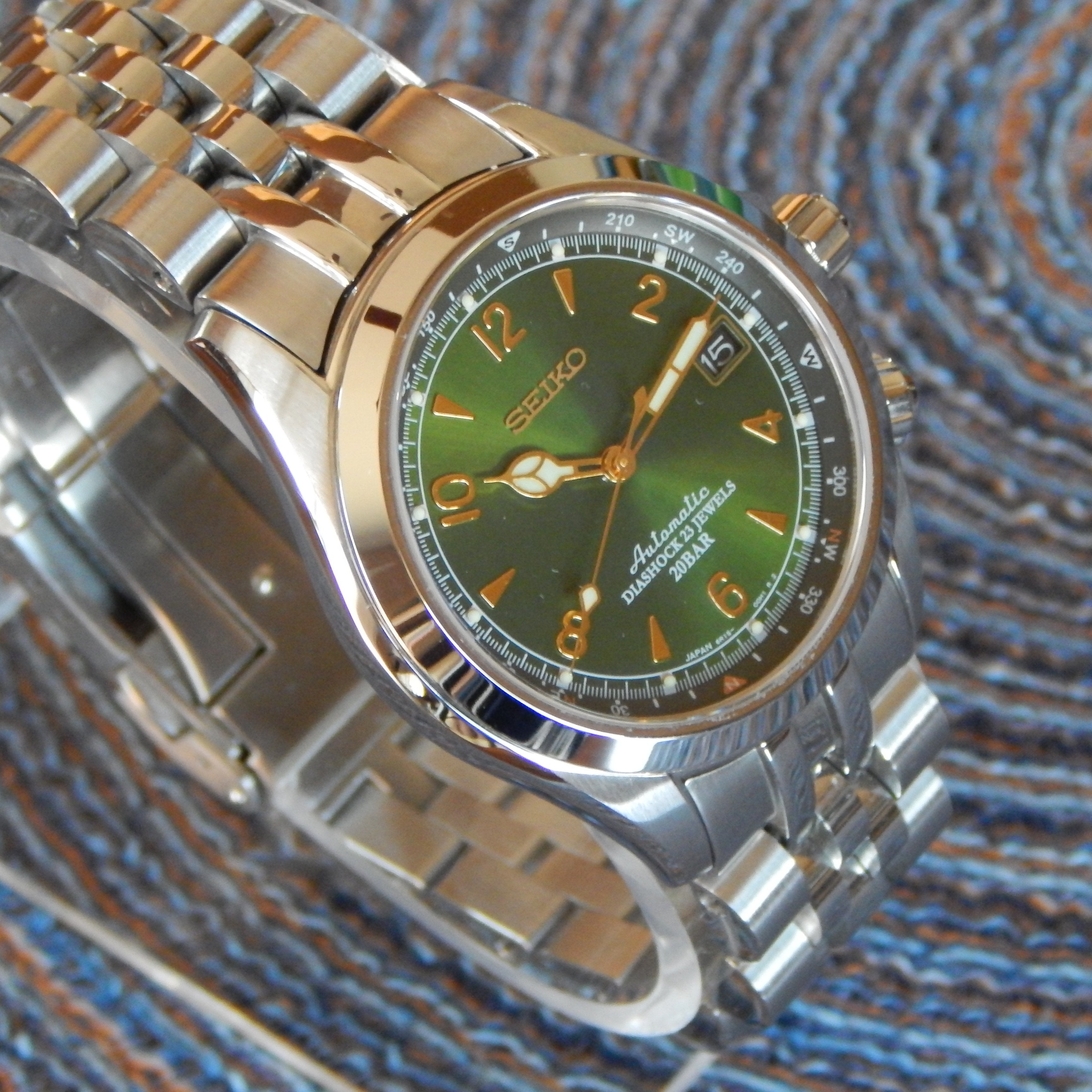 Seiko SARB017 Alpinist on Strapcode Miltat Bracelet Excellent Condition 600 USD WatchCharts Marketplace CA