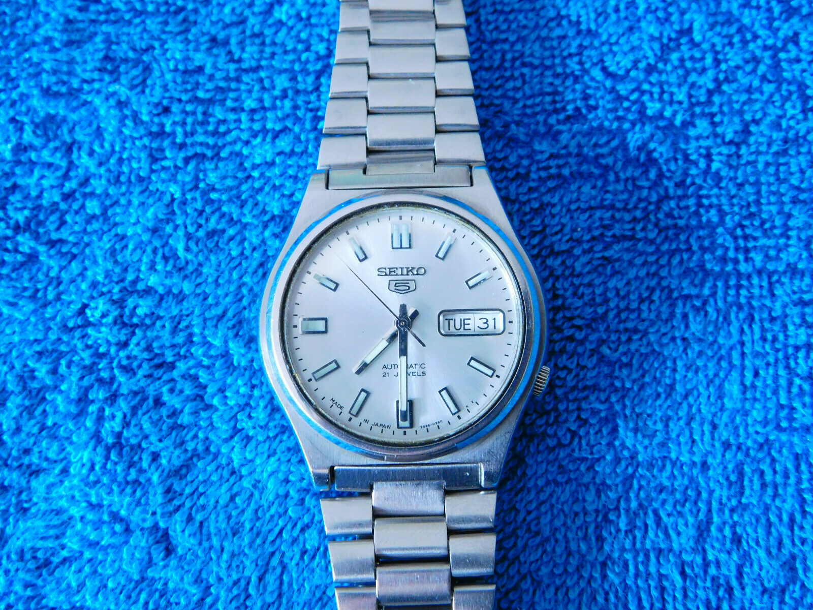 Vintage Seiko 5 Automatic Silver Dial 7S26-0360 Day Date Stainless