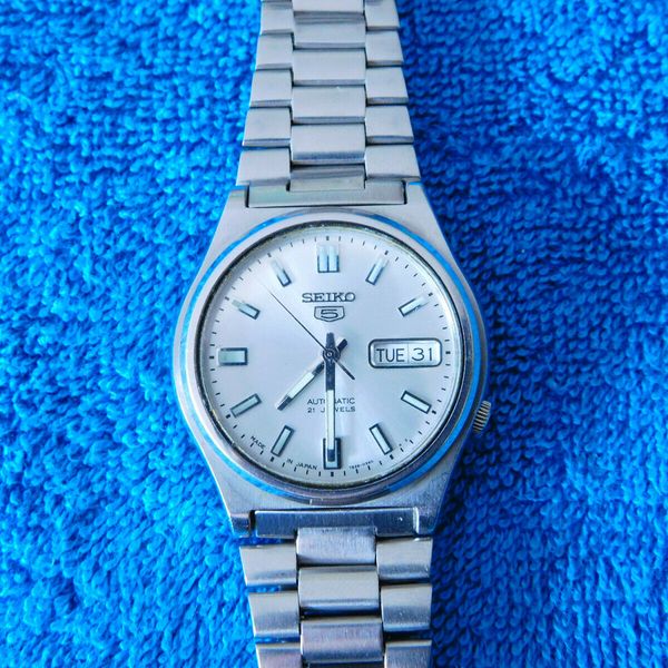 Vintage Seiko 5 Automatic Silver Dial 7S26-0360 Day Date Stainless ...