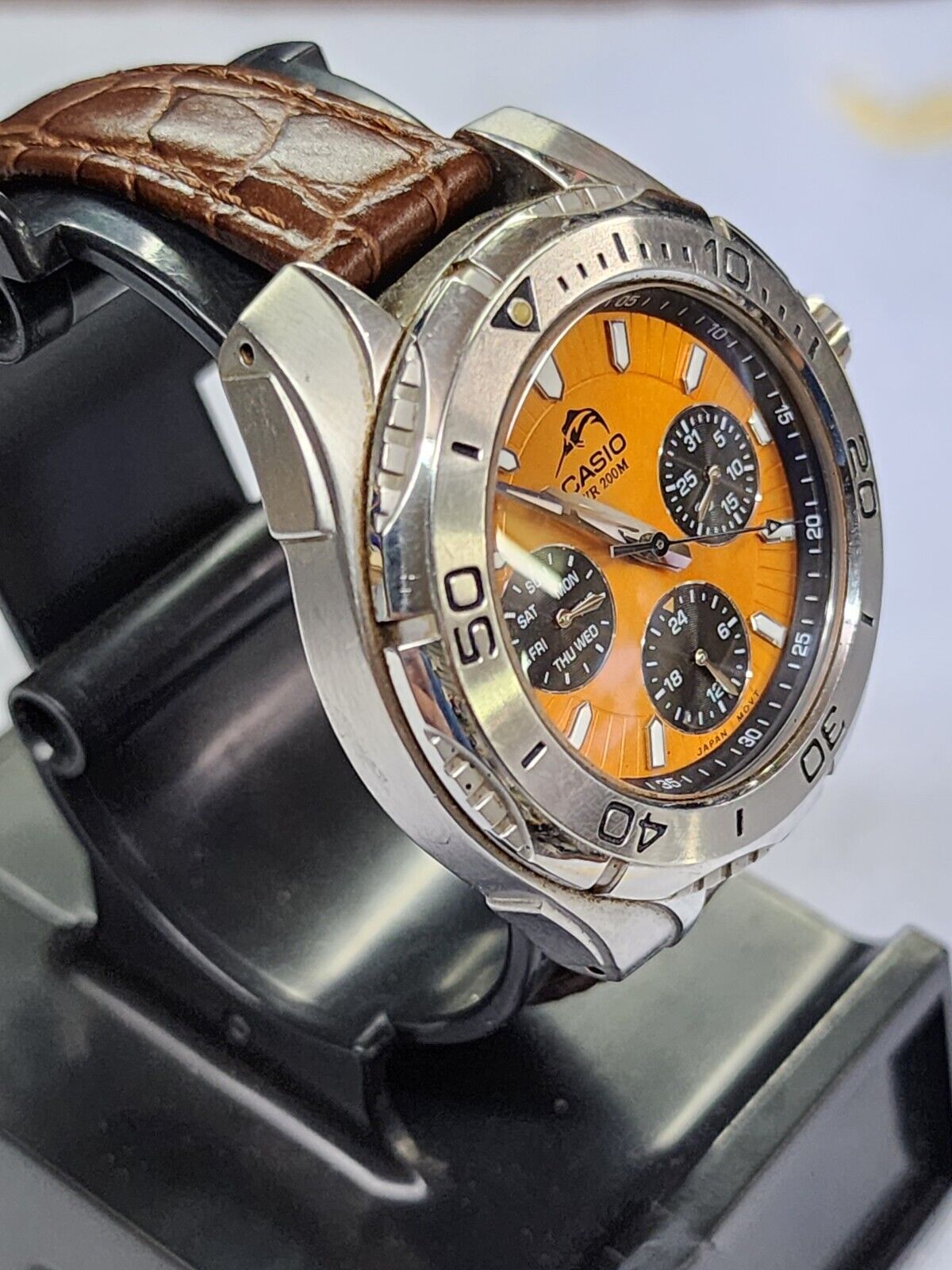 Working Casio MDV-301 2364 Men's Multi-Function Diver Orange Dial