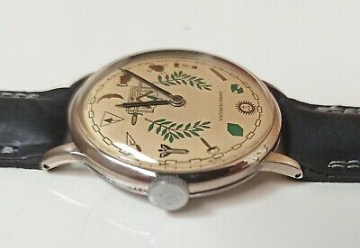 VINTAGE GIRARD PERREGAUX MANUAL WIND MASONIC DIAL SWISS WATCH FROM