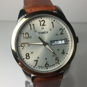 Timex Men's South Street Sport Watch Brown Leather Two-Tone T2N105 Indiglo  Cal. | WatchCharts