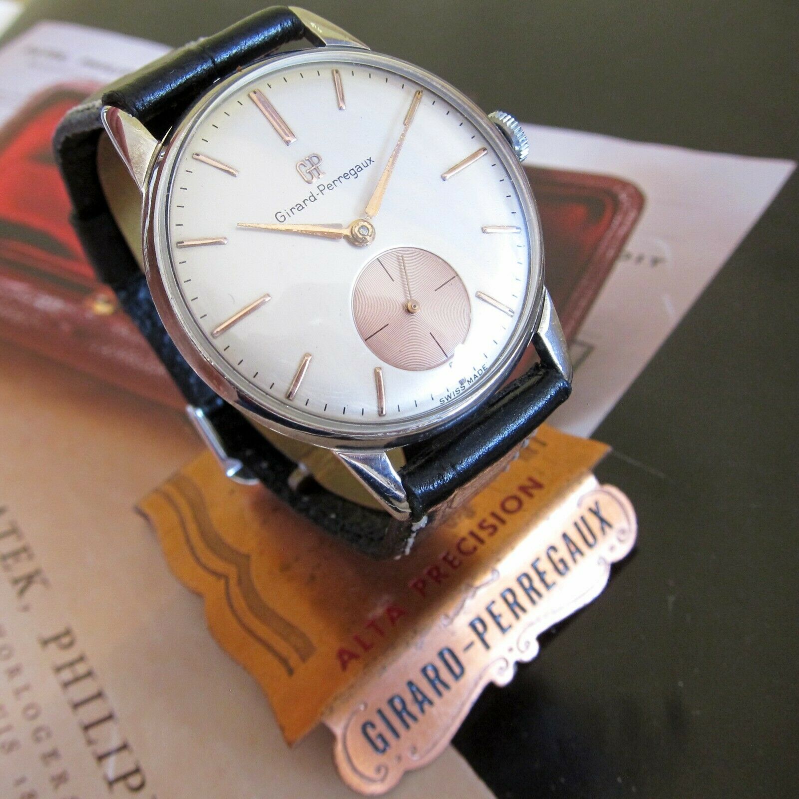 Vintage Girard Perregaux watch Swiss Made 1950s 2 TONE DIAL Classic 17 JEWELS WatchCharts