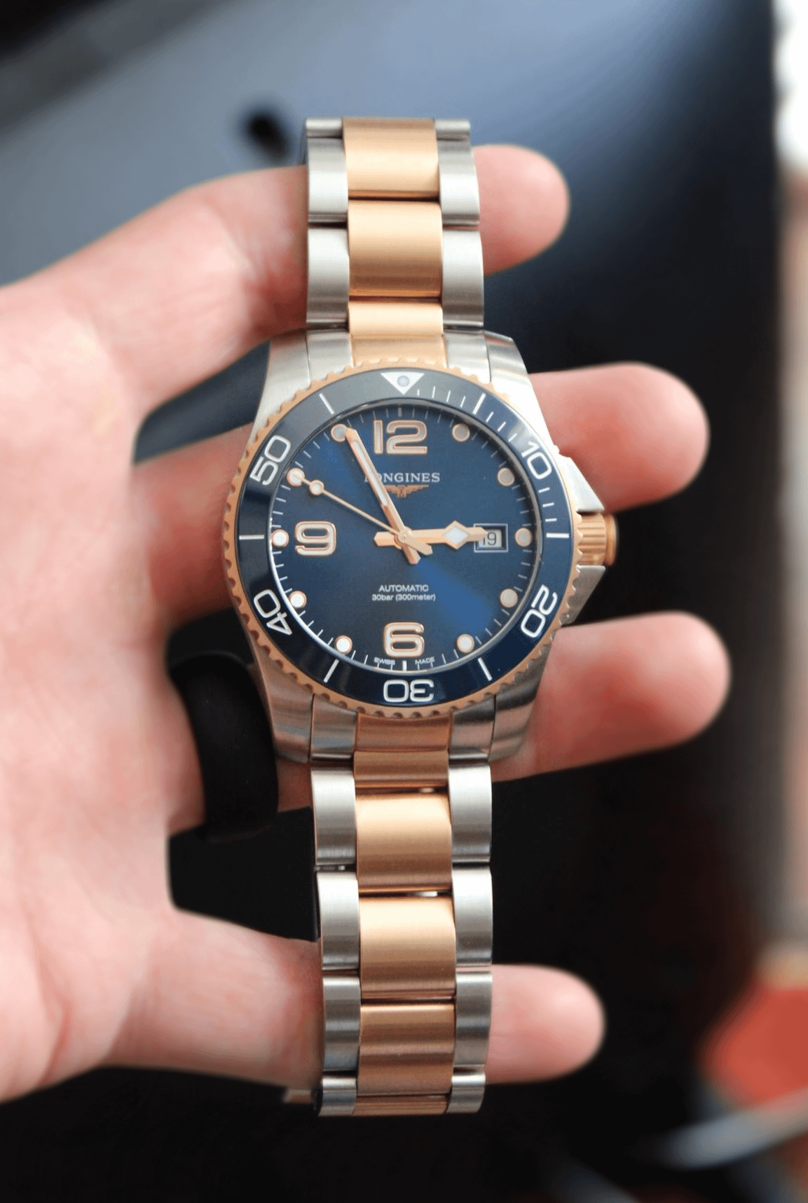 Longines hydroconquest gold discount blue