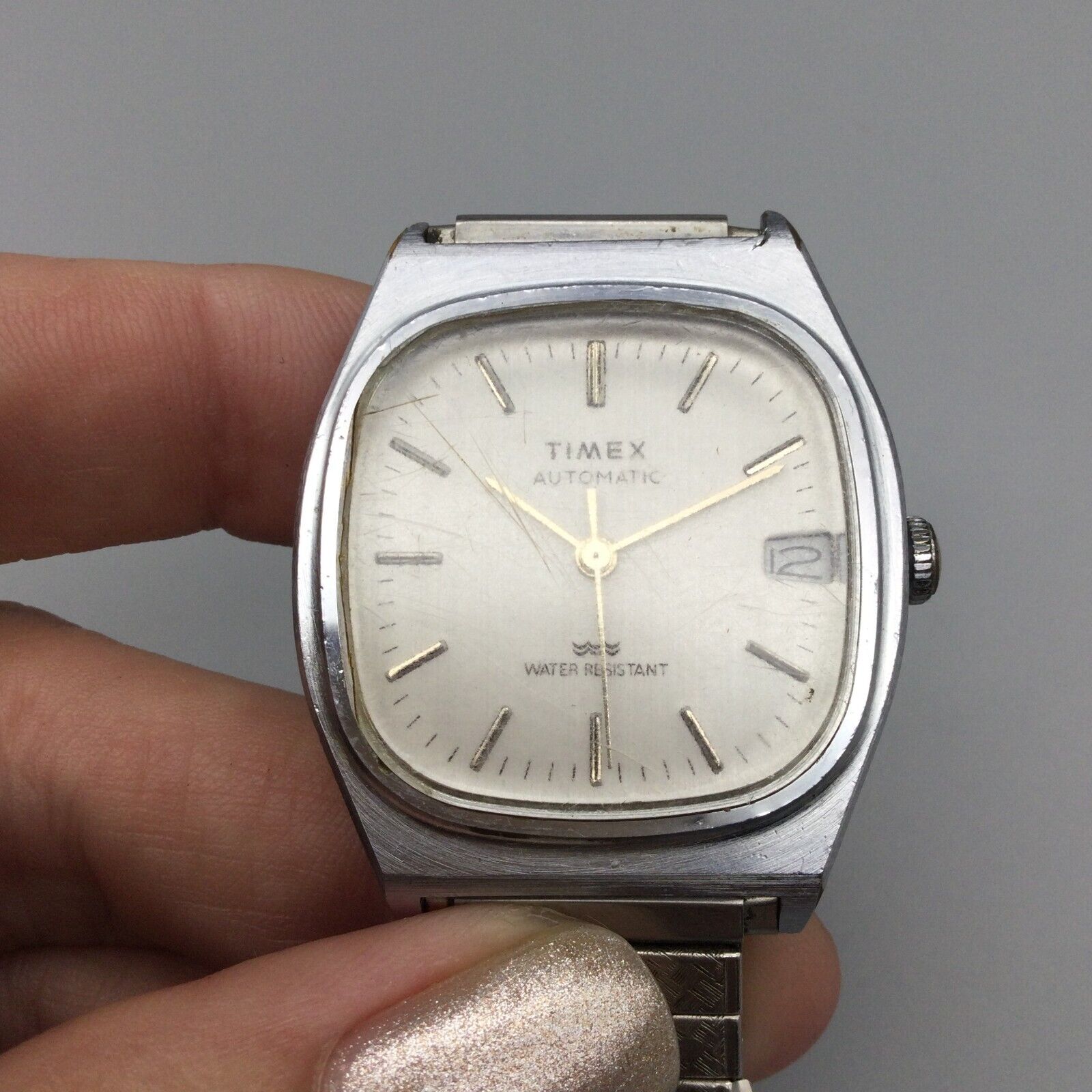 Vintage online Timex Automatic Silver toned face dial England date working asmbd Taiwan