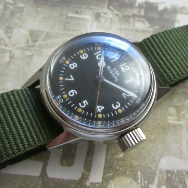 WW2 HAMILTON MILITARY WATCH USN BUSHIPS A- 11 WITH NEW NAVY CASE ...