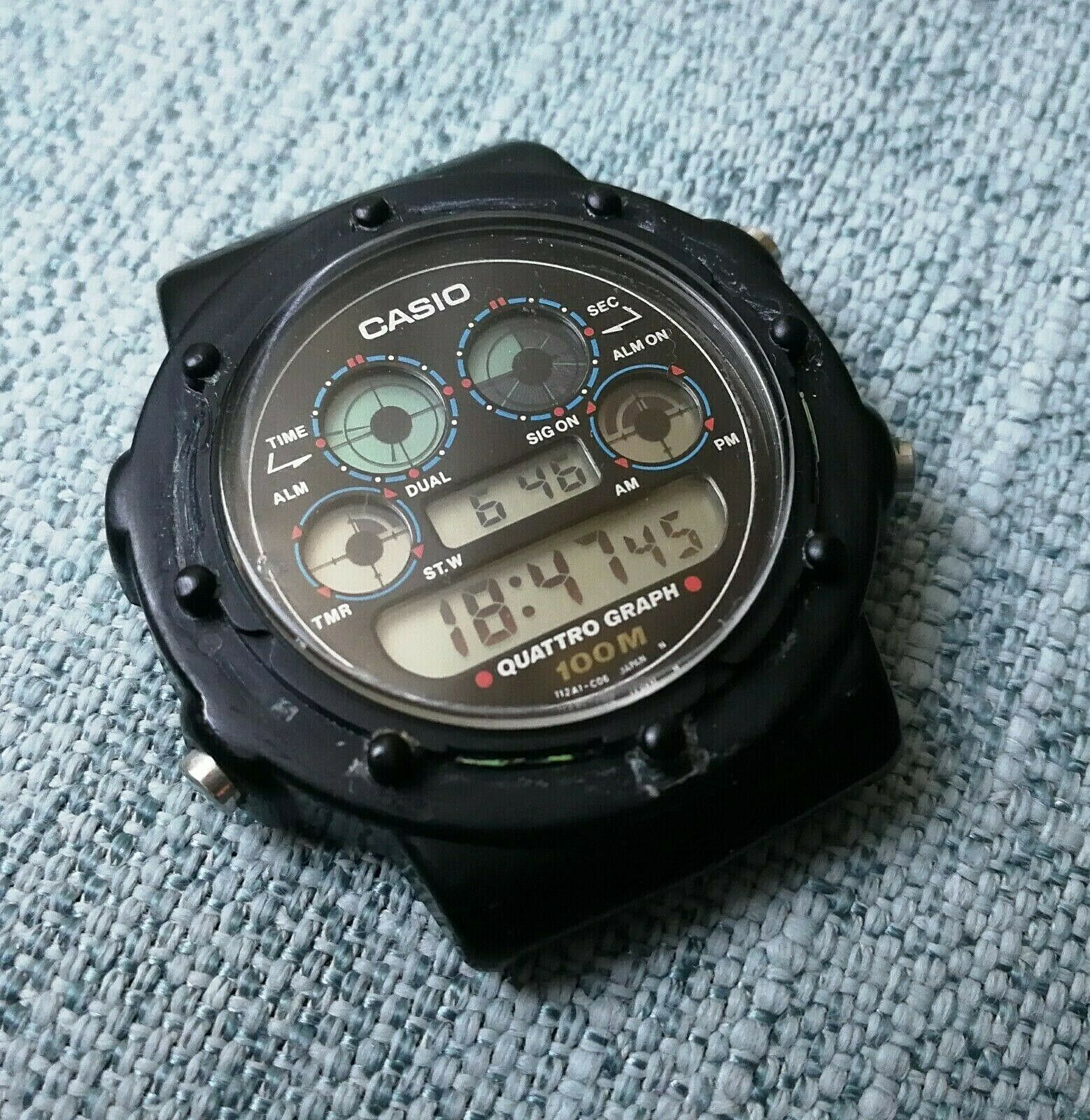 vintage casio qgw-10 quattro graph alarm chrono lcd watch qw-927