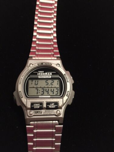 Timex Vintage Ironman Triathlon Watch~Stainless Steel~8 Lap~760