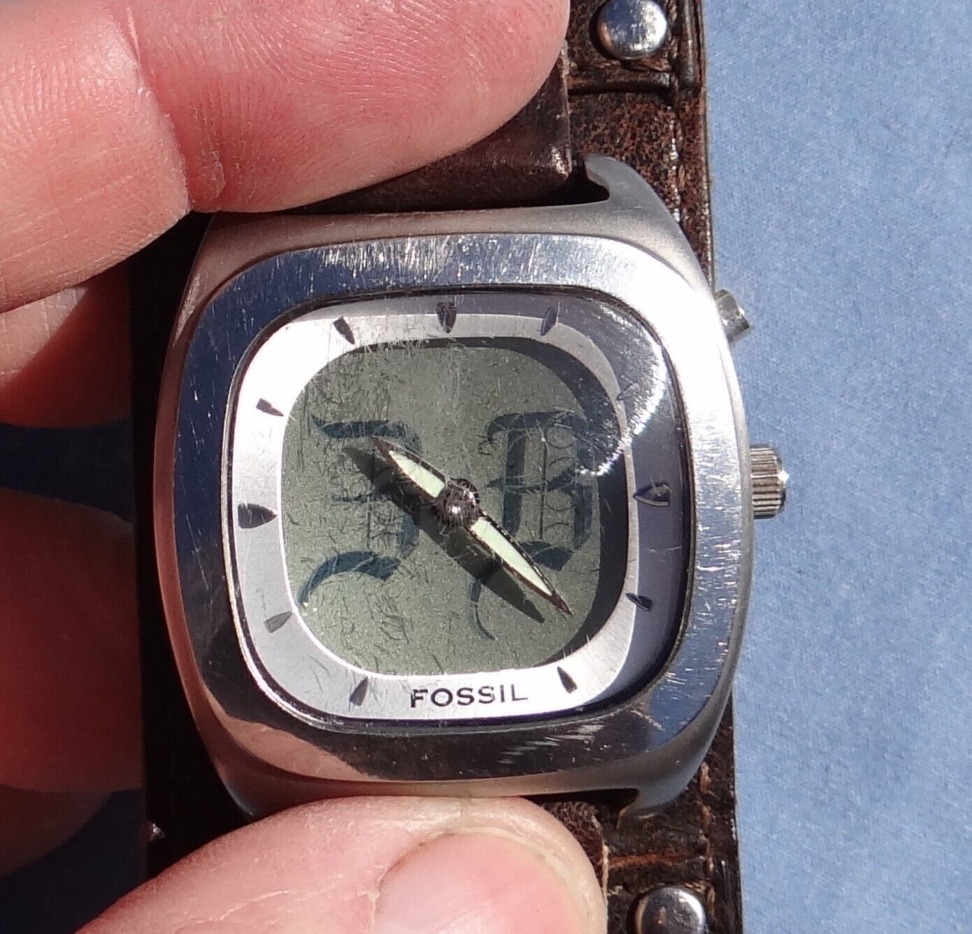 時計 Fossil big tic jr-8712 Men's Fossil BIG TIC JR-8712 Silver Tone Quartz Watch Parts