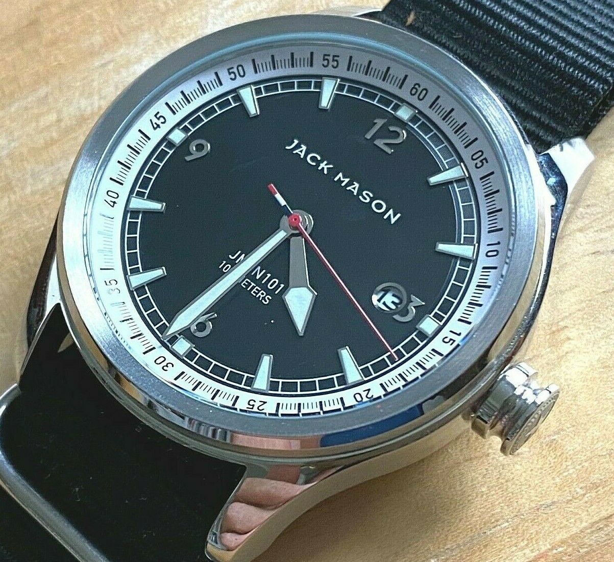 Jack Mason JM-N101 Men 100m Steel NATO Band Analog Quartz Watch 