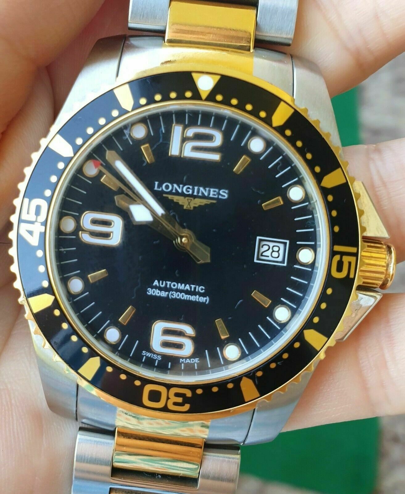 Longines L37423 HydroConquest Gold Two Toned Automatic Black