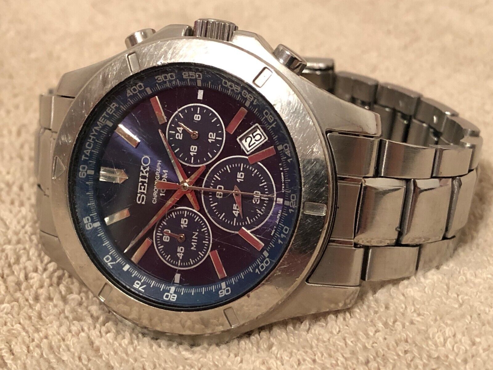 Men's Seiko Stainless Steel Chronograph Watch - 6T63 00G0
