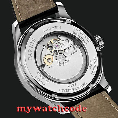 42mm parnis Sapphire Glass date 26 jewels miyota 9100 Automatic