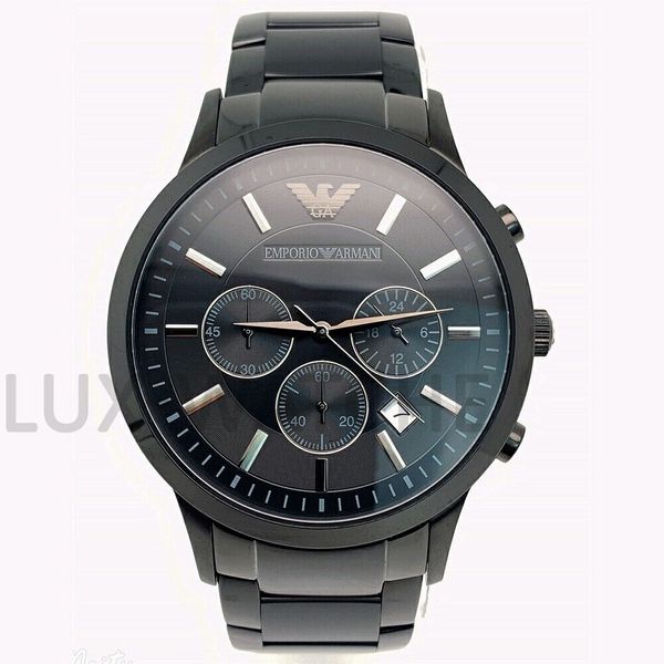 EMPORIO ARMANI AR2453 Black Stainless Steel Chronograph Fashion Men's ...