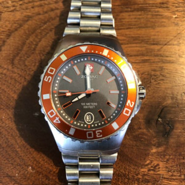 Zodiac Z02404 Sea Ghost Diver Watch VGUC, Orange bezel. Non