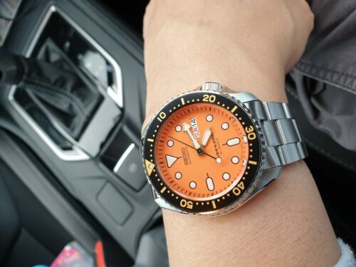 seiko diver orange dial automatic mens watch skx011j1