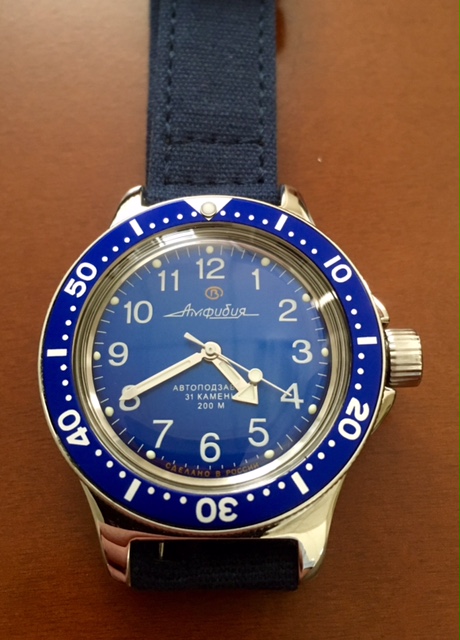 SOLD Gorgeous blue dial Vostok Amphibia 120349 w Dr Seikostain bezel WatchCharts